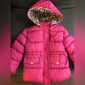 NWOT Hot pink & Leopard girls winter coat